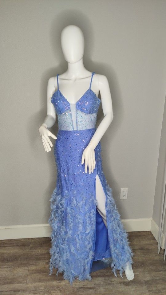 Sequin Feather Prom Dress, Gown,  Size 11