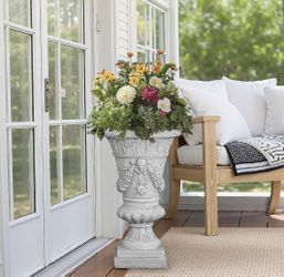 Garden lover must have 23.75" Tall Decorative Garden Urn Planter, Light Grey Classical Flower Pot