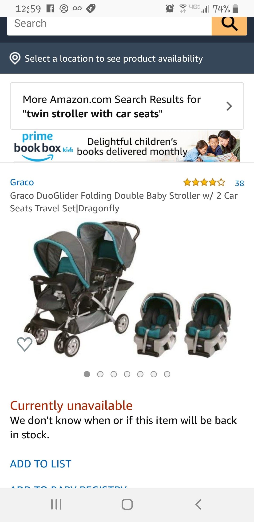 Graco Duo glider stroller and car seats with bases
