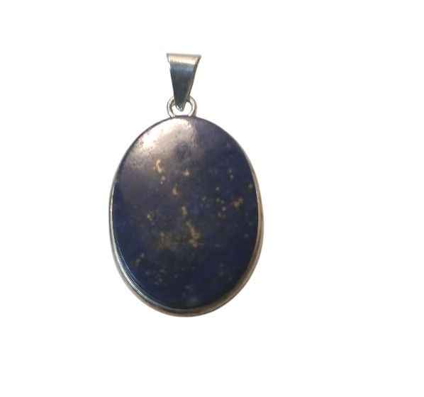 925 Fine Sterling Silver Stamped Genuine Lapis Lazuli AAA Pendant 1 3/3 11g