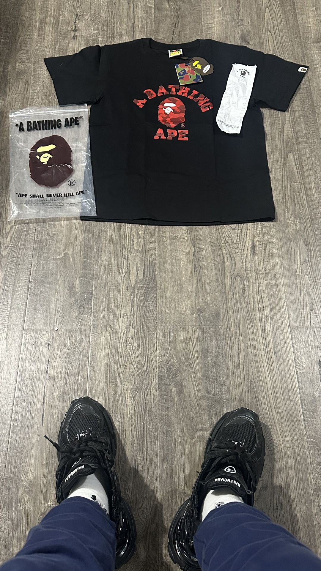 BAPE Color Camo A College Tee 'Black/Red' S