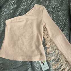 fringe pink longsleeve half 