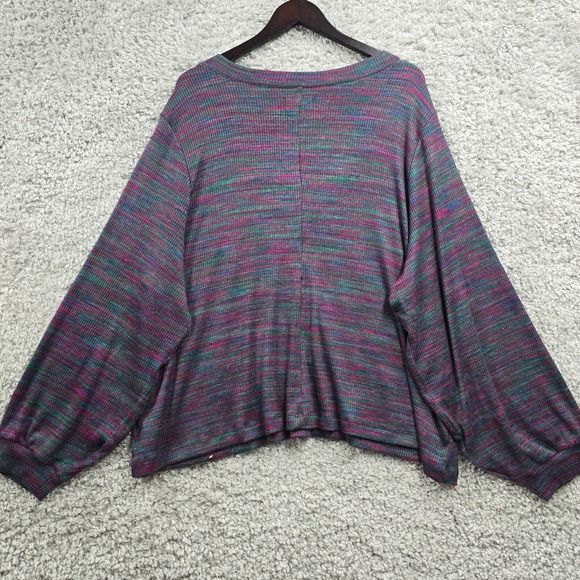 Lane Bryant Womens Stretch Knit Sweater Size 26/28 Deep V Neck Cozy Colorful