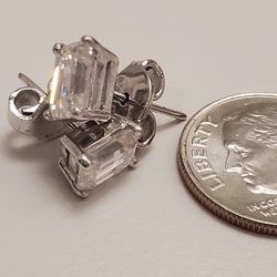 Moissanite 2ct 925 Silver Earrings Emerald Cut
