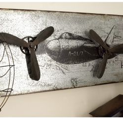 Metal Airplane Propeller Wall Decor Silver - Olivia & May: Iron Artwork, Aviator