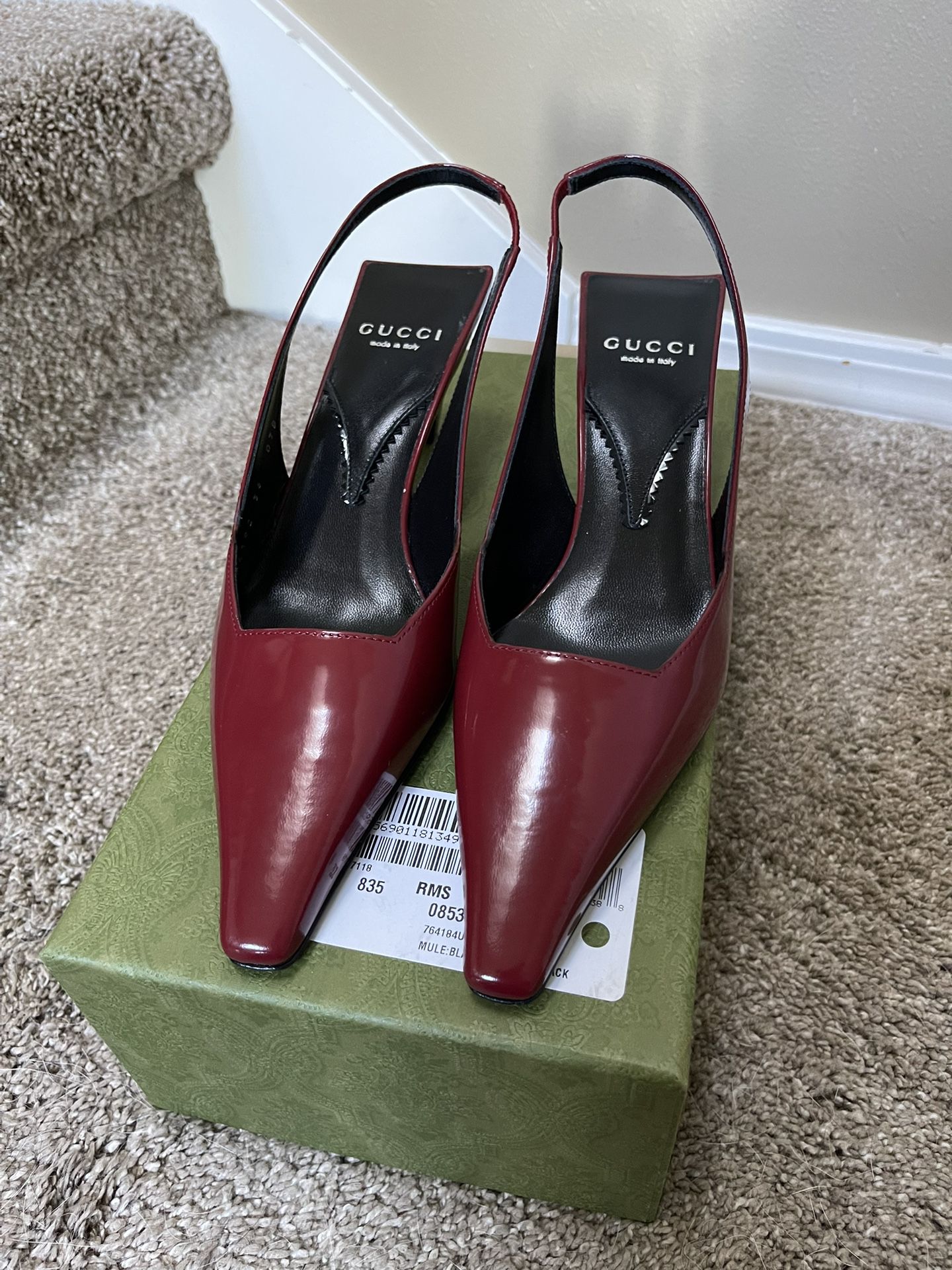 Gucci cherry red slingback leather pumps sz 36