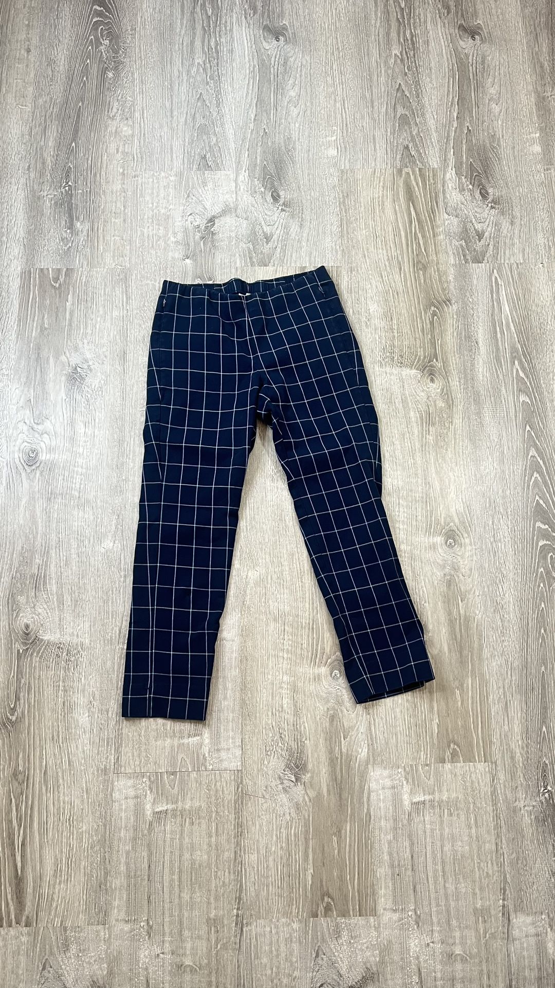 J. Jill Essential Cotton Stretch Size 4 Petite Blue White Plaid Capri Pants