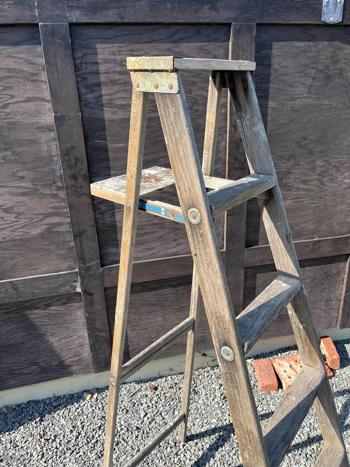 Vintage wooden 6’ ladder for rustic decoration