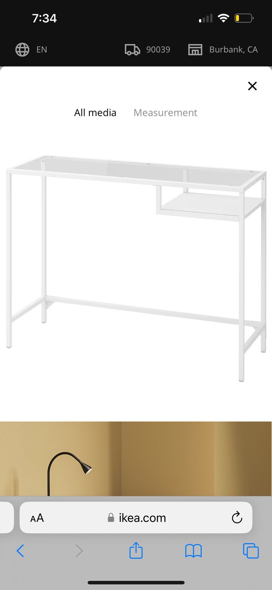 IKEA GLASS LAPTOP COMPUTER DESK METAL WHITE