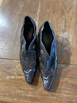 BCBG Black Leather Slides & Brown Leather w/Heel