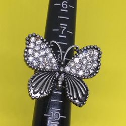 WOMENS BUTTERFLY RING SIZE 8 ADJUSTABLE ESTATE FIND JEWELRY VINTAGE TO FASHION 