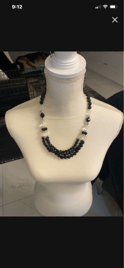 Black and Clear Beaded Statement Necklace