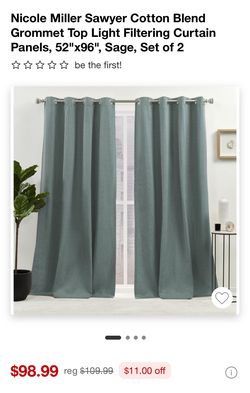 Sage Living Room Curtains - 8 Panel set