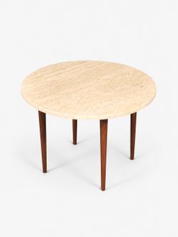 Mid-Century Modern Travertine Top Side Table, c.1960's - Delivery Available