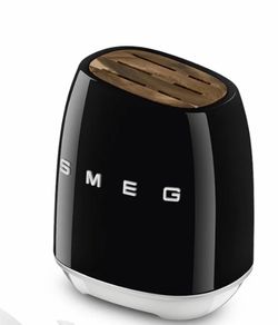 New SMEG Knife Block Holder Black Color Acacia Insert Block Only - No Knives