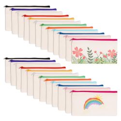 Deekypol Sublimation Makeup Bags Blanks, 12 Pack Sublimation Blanks Cosmetic Pen Case Pencil Bags - Multi Purpose Travel Canvas Zipper Bags DIY Heat T