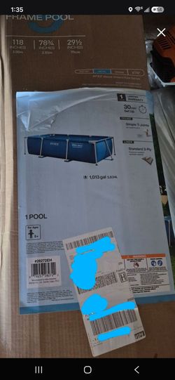 Intex pool . About 9ftx6ft and 29 inches tall