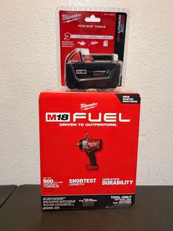New Milwaukee M18 Fuel High Torque 1/2 Impact Wrench with 5.0 Battery