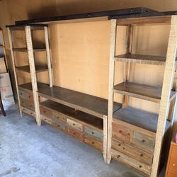 Modular Media Center Furniture Set - Solid Wood (Reclaimed Style)