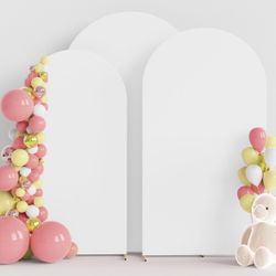 Wedding Arch Cover (7.2FT, 6.6FT, 6FT) Set of 3 Spandex Fitted Wedding Arch Stand Covers for Round Top Chiara Arch Backdrop Stands Cover for Birthday 