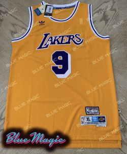 NEW Nick Van Exel Los Angeles Lakers LA Throwback hardwood Classics STITCHED Jersey #9 RARE Jordan MJ PSG BULLS MPLS Lower MERION// Gold & Purple