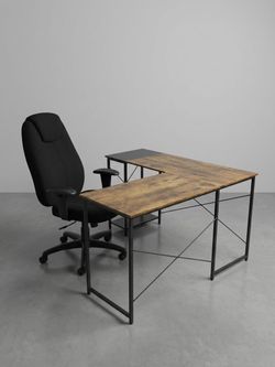 ​Industrial L-Shaped Desk & Ergonomic Office Chair Set