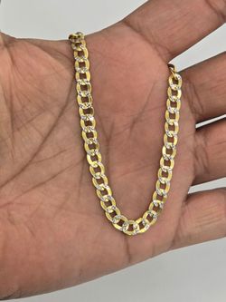 10kt Real Gold Cuban Curb Diamond Cut Bracelet