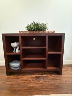 Modern Dark Wood TV Stand / Media Console / Bookshelf Storage Unit