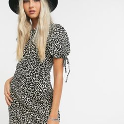 Topshop mini tea dress in animal print