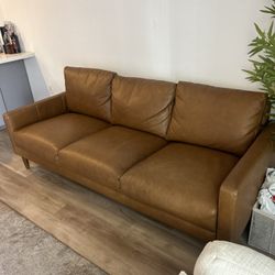 Brown Leather Couch 