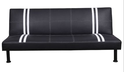 Brand New Black Striped Leather Tufted Futon Free Delivery