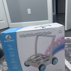 Wooden Fun Baby Walker With Blocks