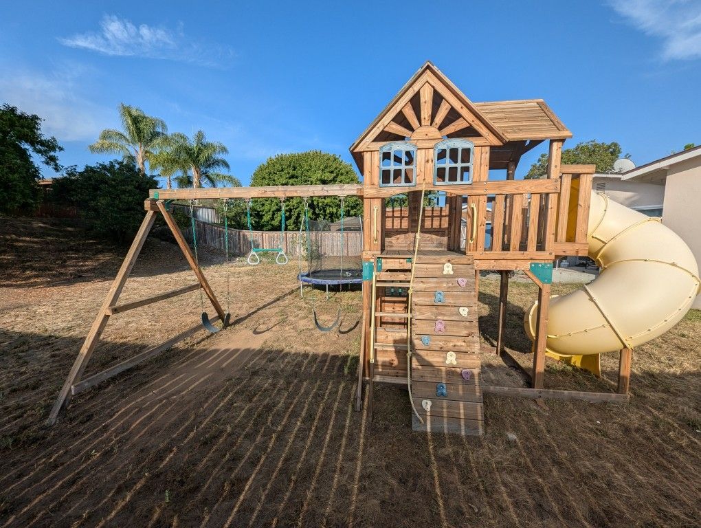 Cedar Summit Wooden Swing Set Clubhouse Playset