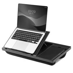 Navaris Adjustable Laptop Desk - Ergonomic Table with 8 Levels, Laptop Tray for Bed or Sofa - Includes Mouse Pad, Phone Stand, Pen Slot - Perfect Lap 