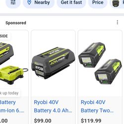 Ryobi 40v. Battery And Charger