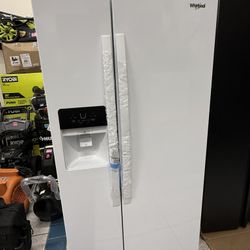 WHIRLPOOL - 21.4 Cu Ft Side-by-Side Refrigerator / Ice Maker & Water Dispenser in White