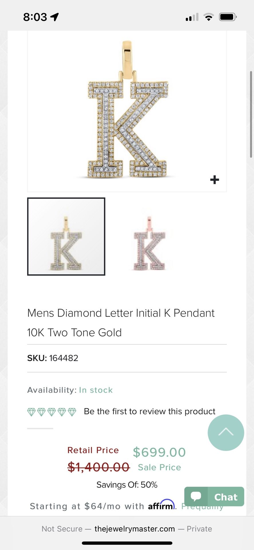 10k Letter K Pendant Comes With10k Gold Chain