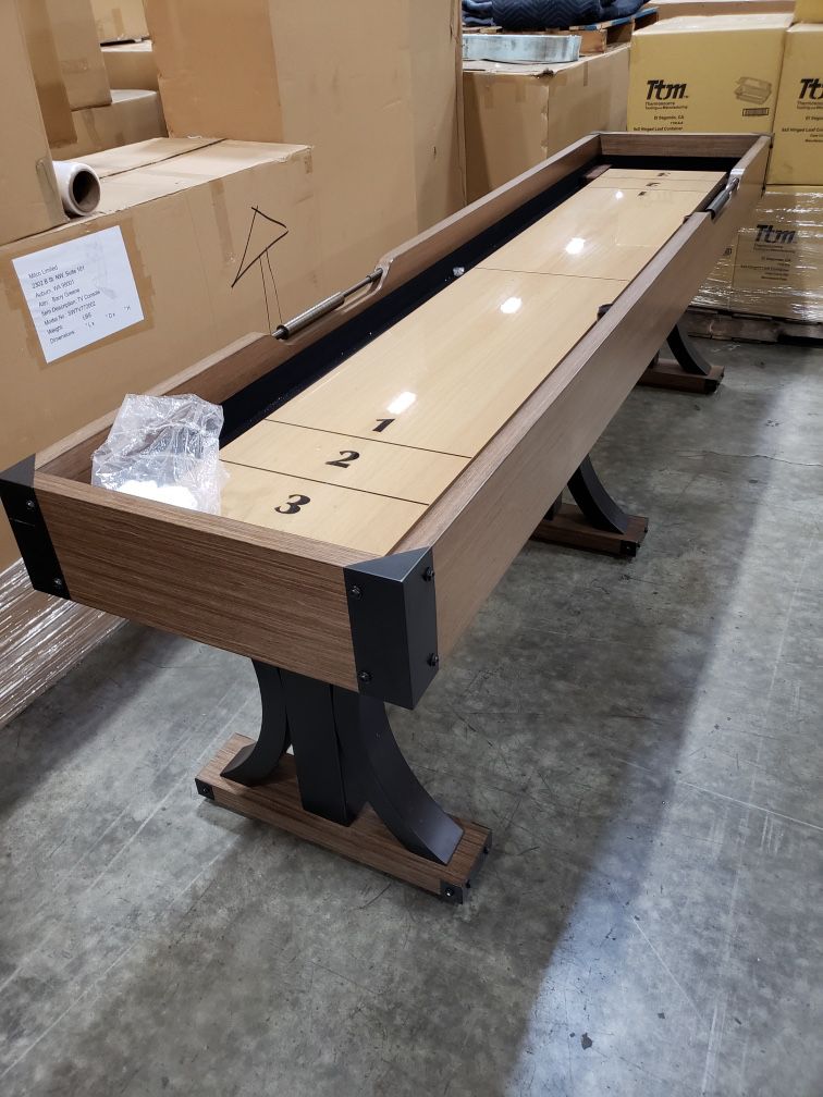 Shuffleboard and foosball tables matching set