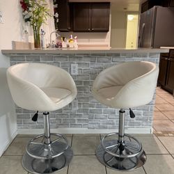 Pair of Beige Adjustable Height Bat Stools