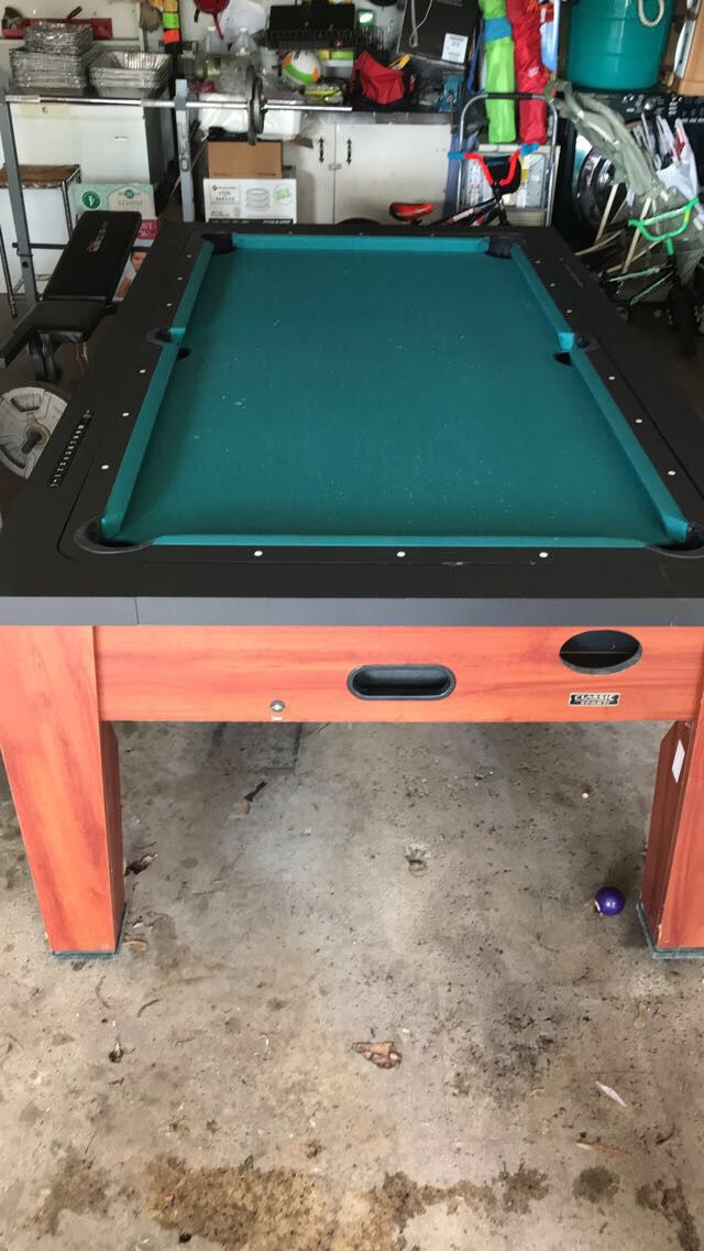 Perfect condition used pool table / air hockey. Comes with accessories.