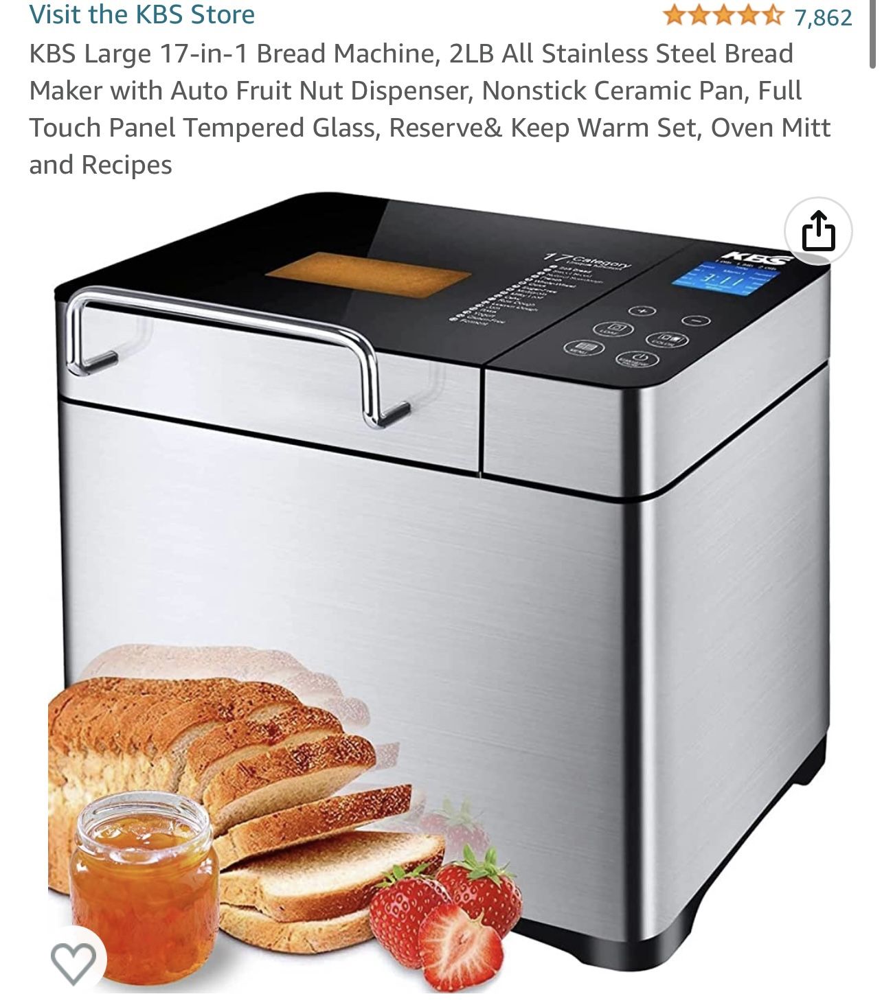 Large 17-in-1 bread machine 2LB all stainless steel