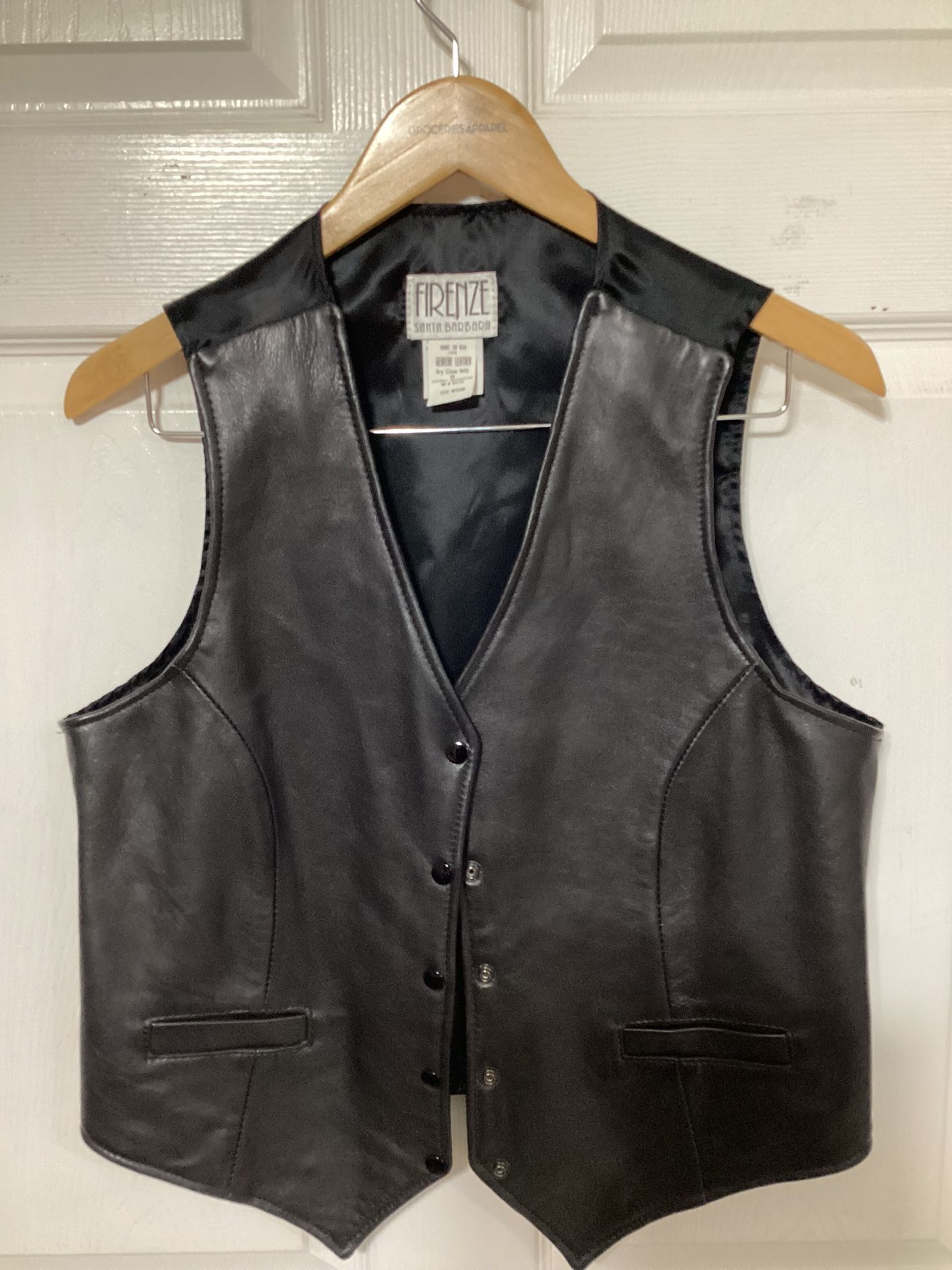Firenze Santa Barbara Vintage Men’s Black Leather Vest - Size Medium