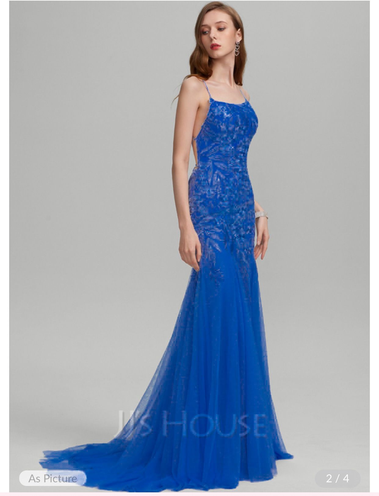 Royal Blue Mermaid Prom/Formal Dress With sequin details Open back