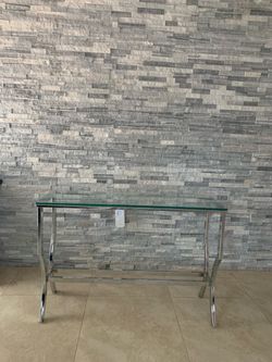 Glass Top Chrome Console Table