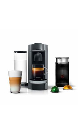 Nespresso Vertuo Plus Deluxe Coffee and Espresso Maker by De Longhi Titan with Aeroccino Milk Frother 110 Volts