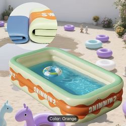 Rectangle Inflatable Pool, Swimming Pool 118×69×22 Inch, Ball Pool (Brand New)