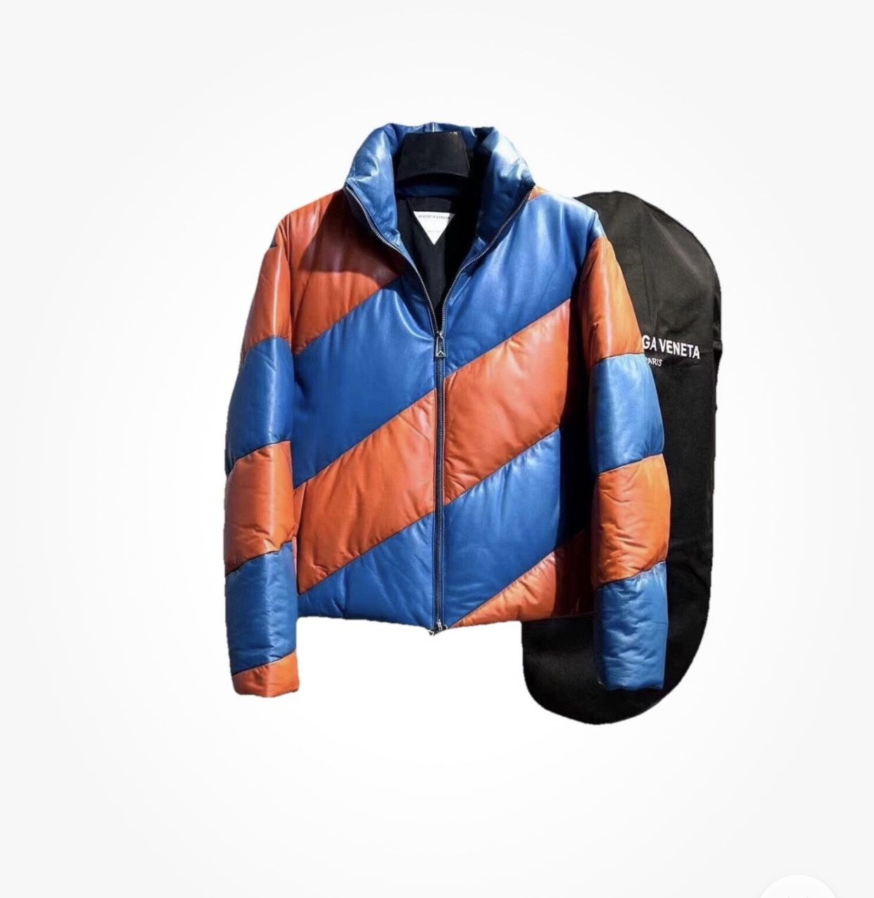 Extra Large Bottega Veneta orange and blue puffer jacket #pufferjacket