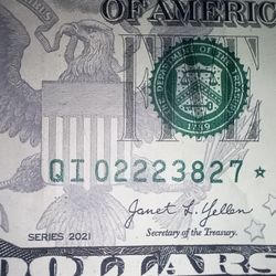 Star Note$5 Bill With Low And Fancy Serial Number 