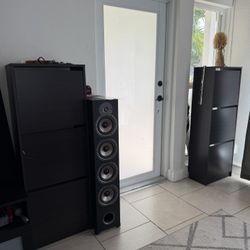 BISSA Shoe cabinet with 3 compartments, black-brown, 19 1/4x11x53 1/8 "