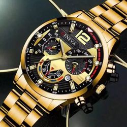 Geneva Men’s Stainless Steel Fashion Calendar Classic Watch